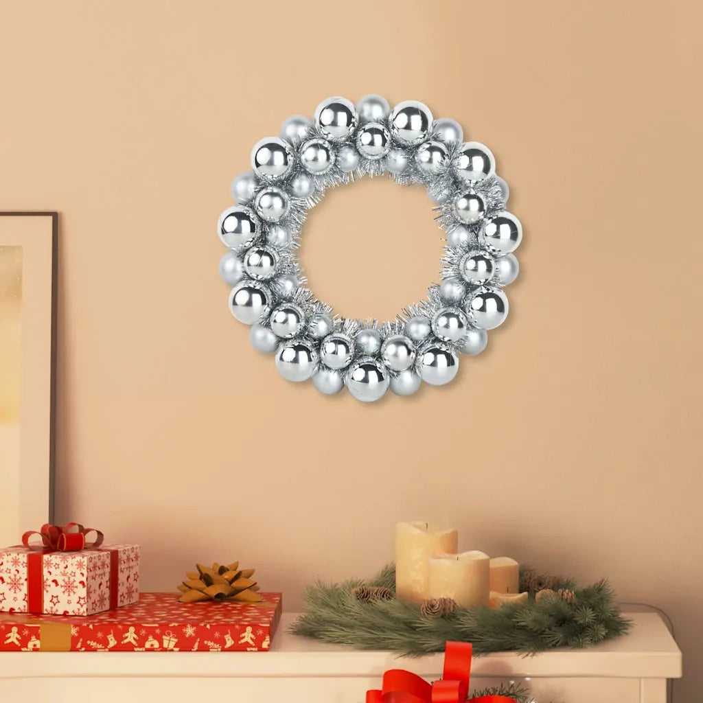 Corone di Palline di Natale 2 pz Argento 33 x 33 x 7 cm CFW9929844
