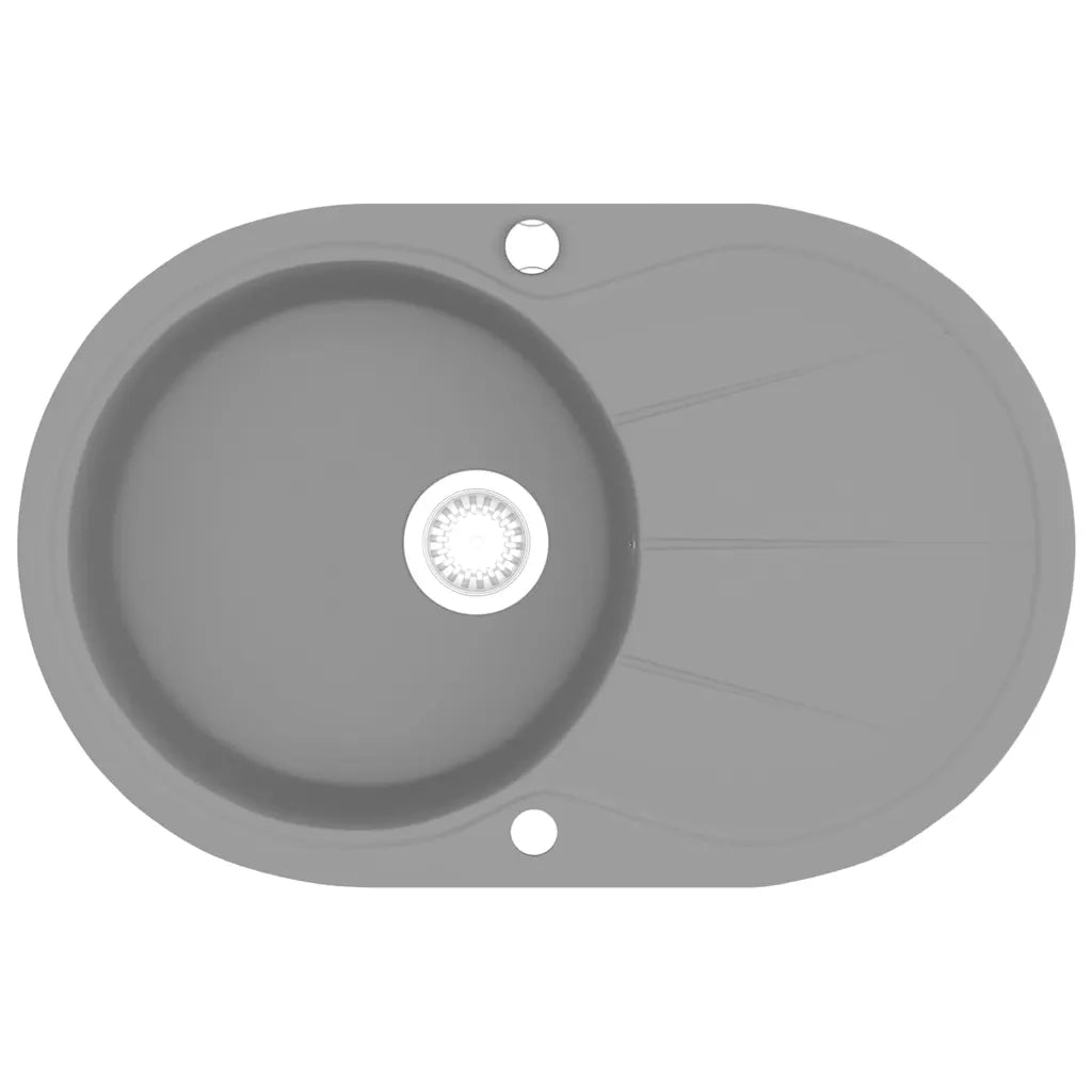 Lavello da Cucina in Granito Vasca Singola Ovale Grigio CFW4215430