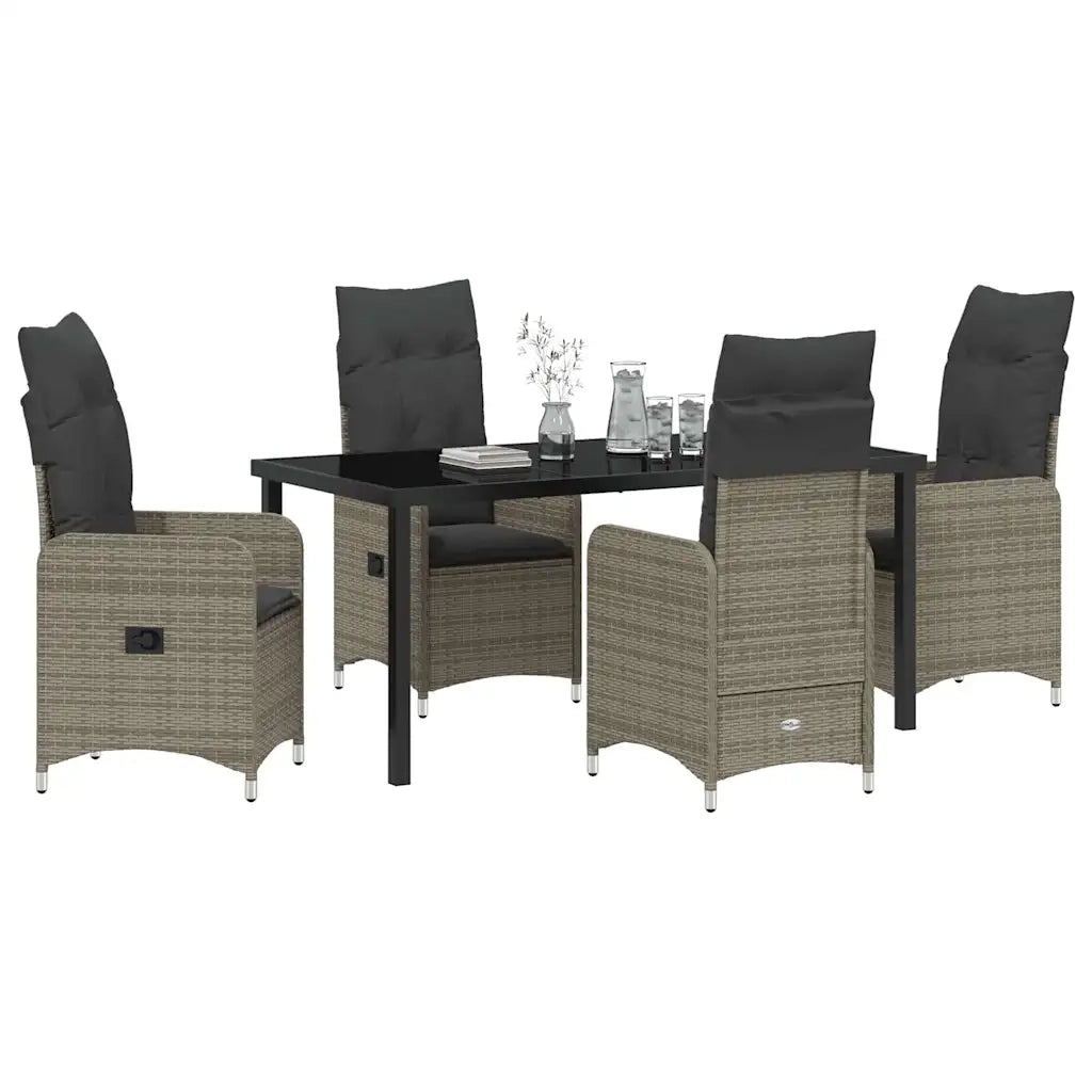 Set da Pranzo per Giardino con cuscino 5 pcs Grigio polyrattan 3379649