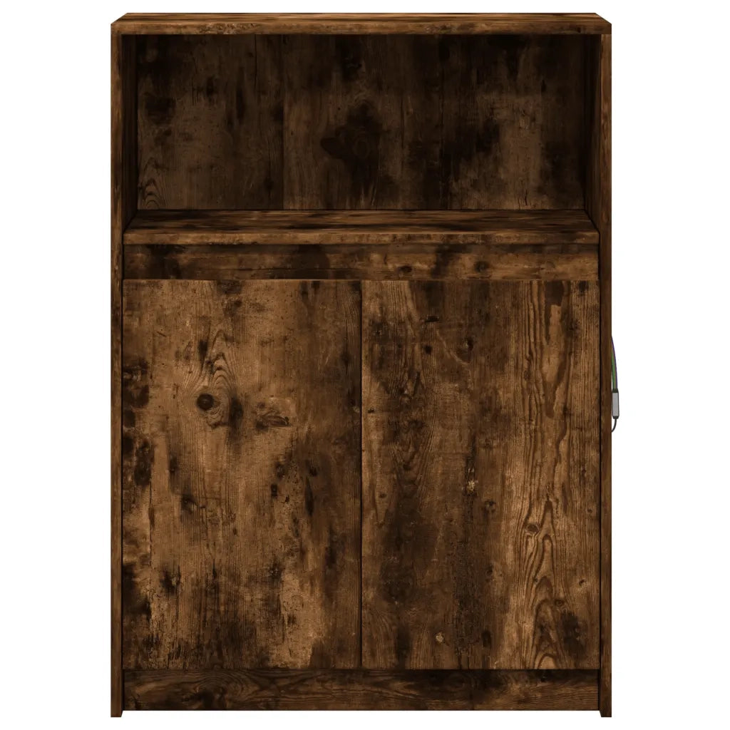 Credenza | Madia | Buffet da pranzo | Armadio da pranzo con LED Rovere Fumo 72x34x100 cm in Legno Multistrato