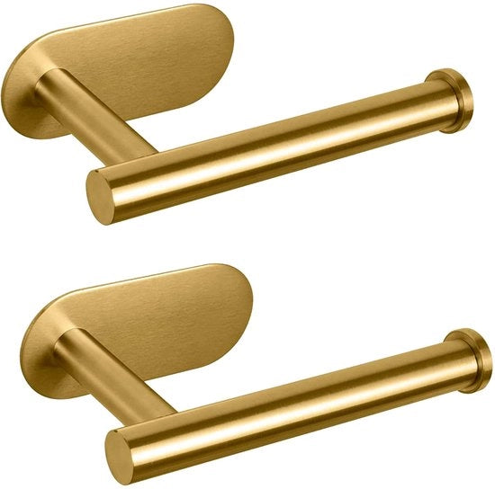 Houder per carta igienica in acciaio inossidabile, adesivo autoadesivo, alta qualità, spessore aumentato, colla anticorrosiva, senza bisogno di forare, adatto per bagno, cucina, lavanderia, 2-pack