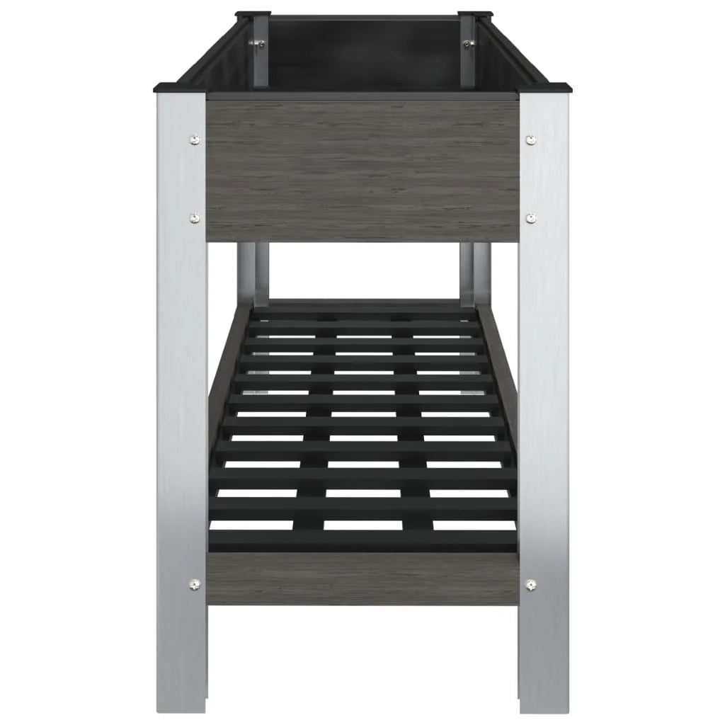 Vassoio per fioriera aiuola rialzata piante fiori terrazza giardino giardino con ripiano 120 x 50 x 75 cm WPC grigio 02_0039772