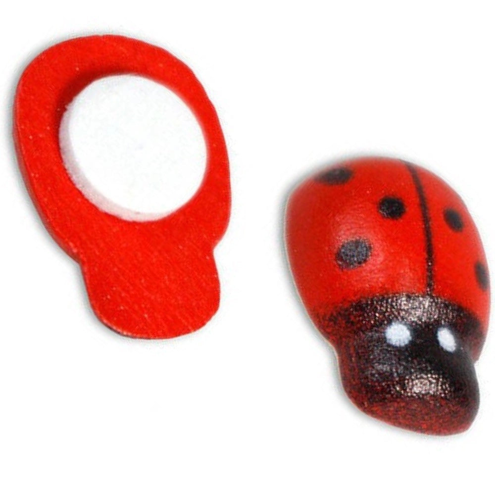 Trade Shop - Coccinelle Portafortuna Adesive In Legnoper Decorazione Bomboniere Bigliettini -