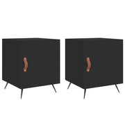 Set di 2 Comodini | Armadio da Notte | Mobiletto da notte Neri 40x40x50 cm in Legno Multistrato