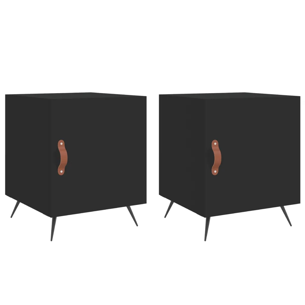 Set di 2 Comodini | Armadio da Notte | Mobiletto da notte Neri 40x40x50 cm in Legno Multistrato