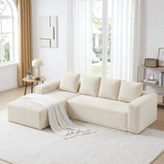 Divano angolare con chaise longue ¨C Minimal ¨C beige velluto corduroy imbottito