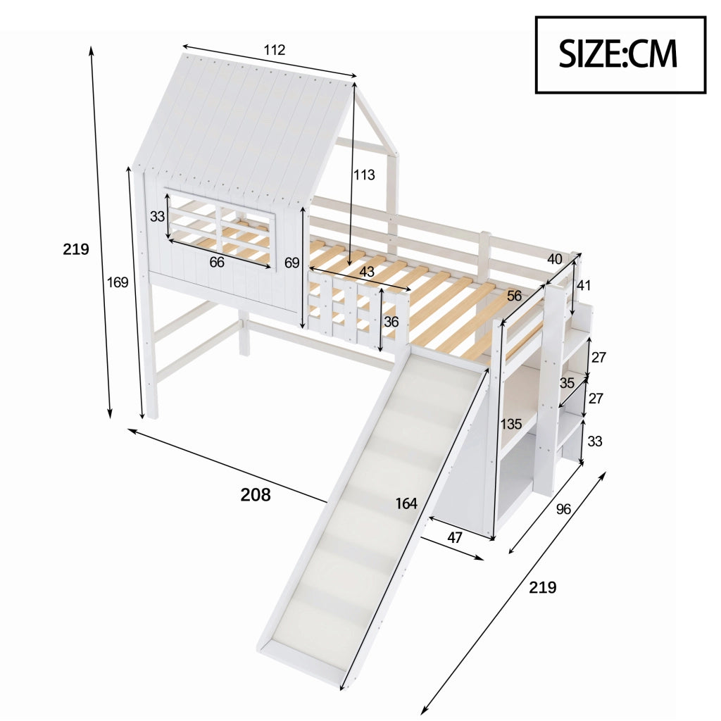 letto per bambini legno massello e mdf bianco 90 x 200 cm
