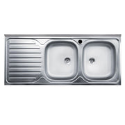 Lavello cucina acciaio appoggio 120x50 cm doppia vasca e gocciolatoio sinistro SA127SX
