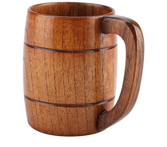 Tazza per Birra Grande Capacità - Bevande in Legno - Materiale Sostenibile - Finissaggio di Alta Qualità - Maniglia - Sicuro e Salutare - Tazza in Legno