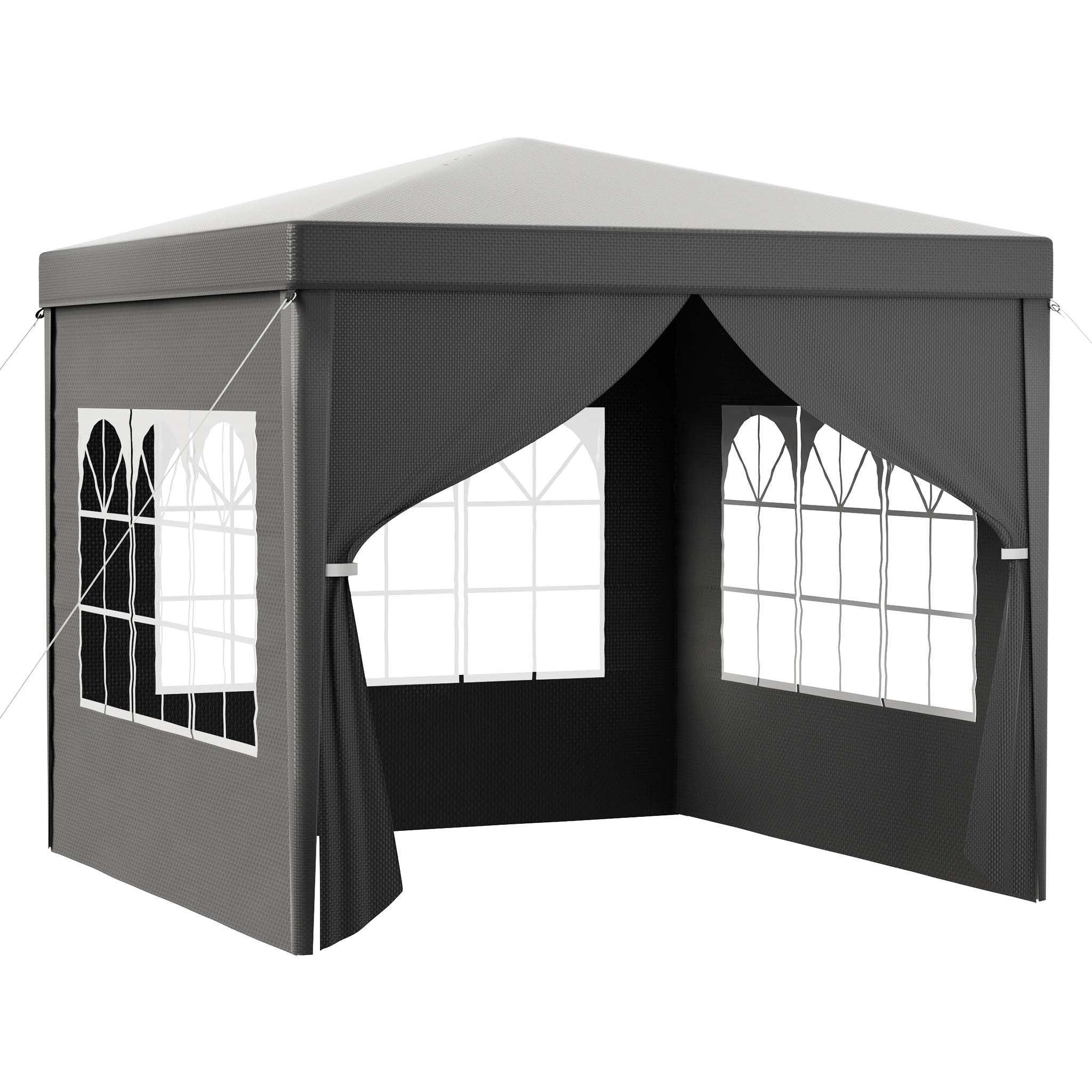 Toboli Gazebo 3 x 3 m in grigio con protezione UV 50+, tendone da giardino con lati rimovibili, tenda da festa con finestre, ad esempio per terrazze e festival