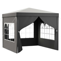 Toboli Gazebo 3 x 3 m in grigio con protezione UV 50+, tendone da giardino con lati rimovibili, tenda da festa con finestre, ad esempio per terrazze e festival