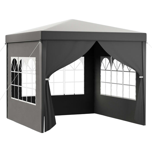 Toboli Gazebo 3 x 3 m in grigio con protezione UV 50+, tendone da giardino con lati rimovibili, tenda da festa con finestre, ad esempio per terrazze e festival