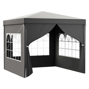 Toboli Gazebo 3 x 3 m in grigio con protezione UV 50+, tendone da giardino con lati rimovibili, tenda da festa con finestre, ad esempio per terrazze e festival