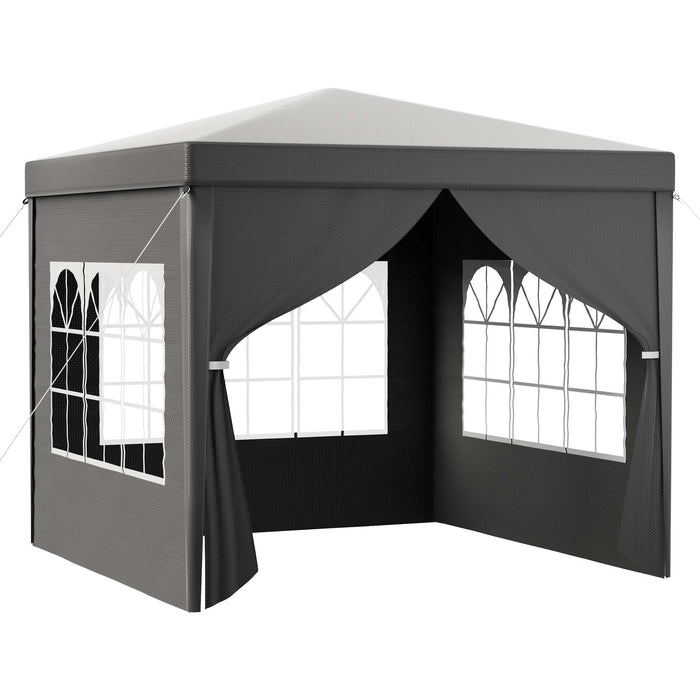 Toboli Gazebo 3 x 3 m in grigio con protezione UV 50+, tendone da giardino con lati rimovibili, tenda da festa con finestre, ad esempio per terrazze e festival