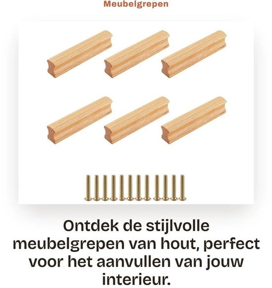 Maniglie per mobile in legno - 6 pezzi - Maniglie per armadi - Manubrio - Distanza da attacco 96 mm - Per armadi cucina - Inclusi viti - Manubri per armadi