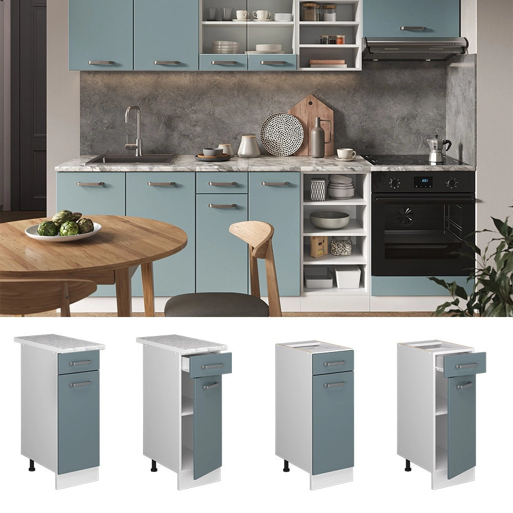 Mobiletto base per cucina R-Line Grigio-blu/Bianco 30 cm, PL Antracite Vicco