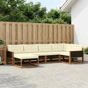 Set di divani da esterno con cuscino 6 pcs Naturale e Crema