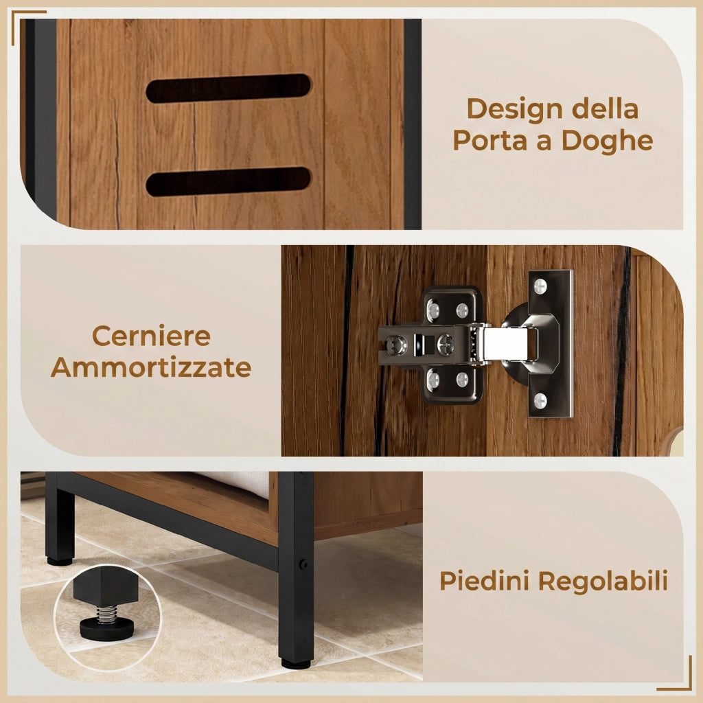 Mobile da Bagno a Colonna 37x30x167 cm Salvaspazio con Ante Soft Close a Persiana 3 Ripiani Aperti Struttura in Acciaio