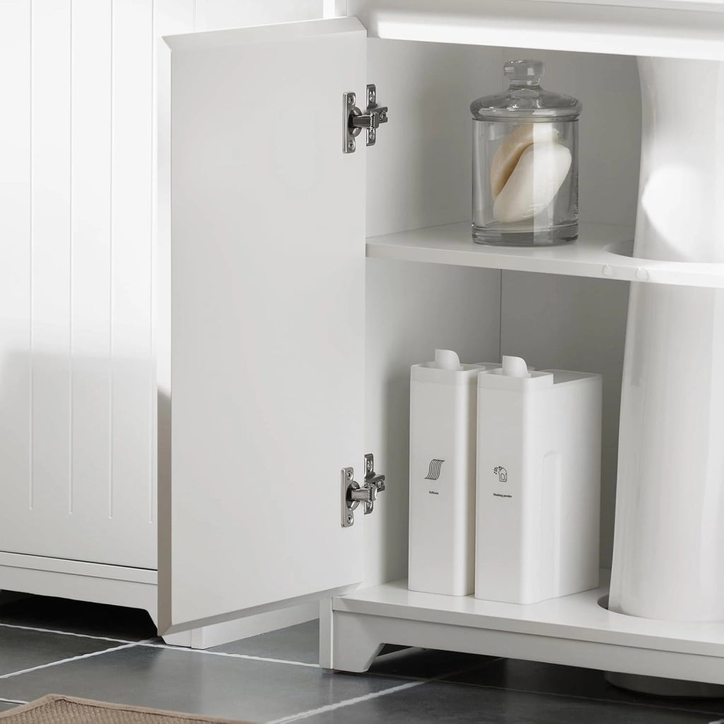 Mobile Sottolavabo Bagno Mobile Base per Lavabo a Terra con 2 Ante Bianco 60x30x60cm BZR108-II-W