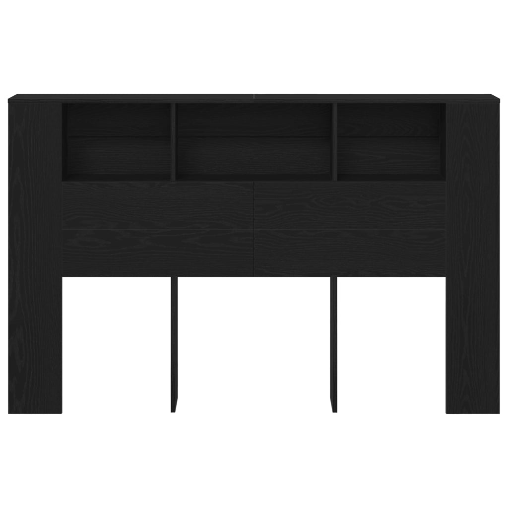 Cabinet Testiera Nero in Rovere di  - 160x19x104.5 cm Realizzato in Legno Ingegnerizzato