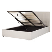 Letto con contenitore  in tessuto beige 140 x 200 cm Testata imbottita