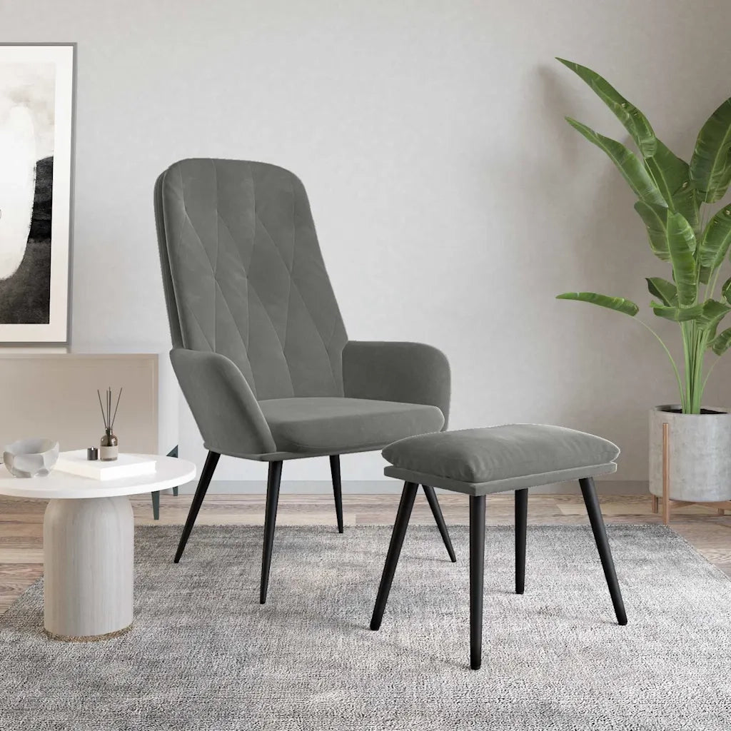 Poltrona Relax con Poggiapiedi Grigio Scuro in Velluto 3097620