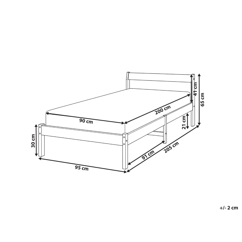 Letto singolo in legno di Pino marrone chiaro con Rete a Doghe 90 x 200 cm stile minimalista