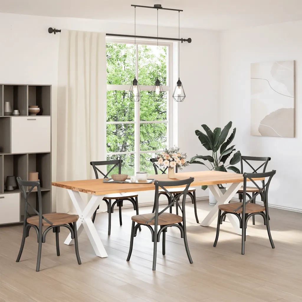 vidaXL Gambe per tavolo da pranzo a forma di X 2 pz bianche 90x(72-73) cm in acciaio