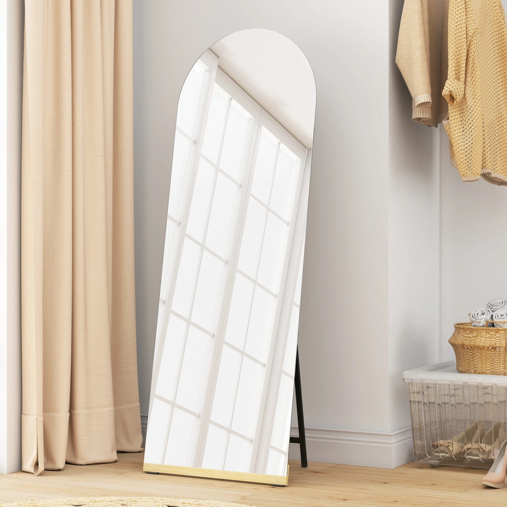 Specchio a Pieno Corpo Curvo senza Cornice ¨C zephmum ¨C Legno 160x50 cm