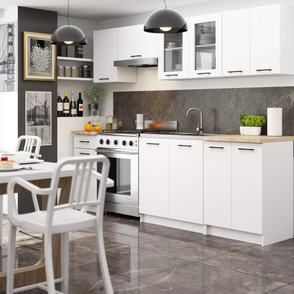 AKORD Set di Mobili da Cucina OLIWIA 240 cm Bianca 240 cm 11 porte 1 cassetto 240x46x203 cm