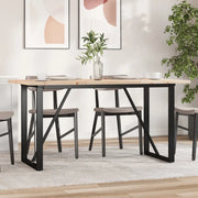 Tavolo da Pranzo Telaio a O 140x80x75,5 cm Legno Pino e Acciaio