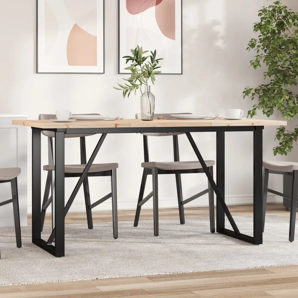 Tavolo da Pranzo Telaio a O 140x80x75,5 cm Legno Pino e Acciaio