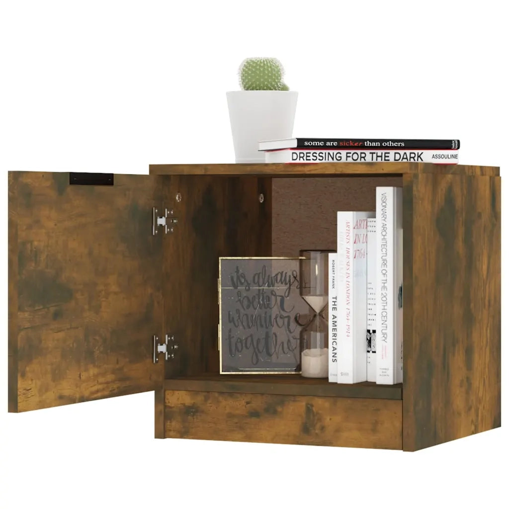 Comodini 2pz-Set di 2 Tavolino da notte Rovere Fumo 40x39x40 cm