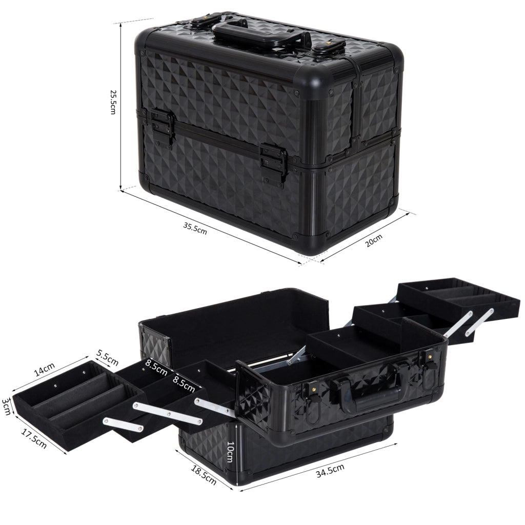 Organizzatore Cosmetici Portatile 4 Livelli ¨C zephmum ¨C 35.5x20x25.5cm Aluminio