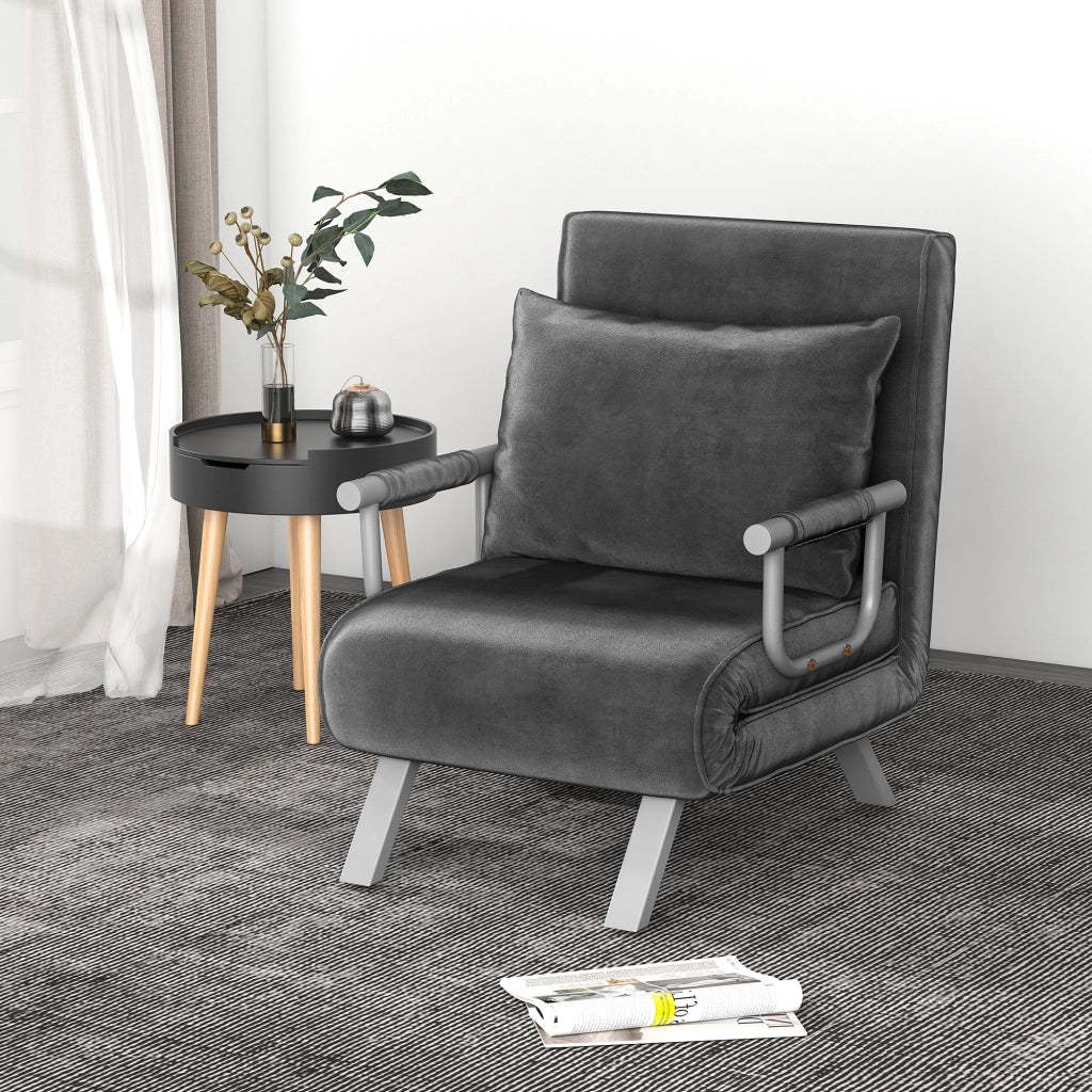 Poltrona Relax Sedia a Sdraio Letto per Ospiti ¨C zephmum ¨C Grigio 65x69x80 cm