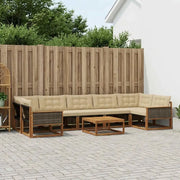 Set di divani da esterno con cuscino 8 pcs Naturale e Beige