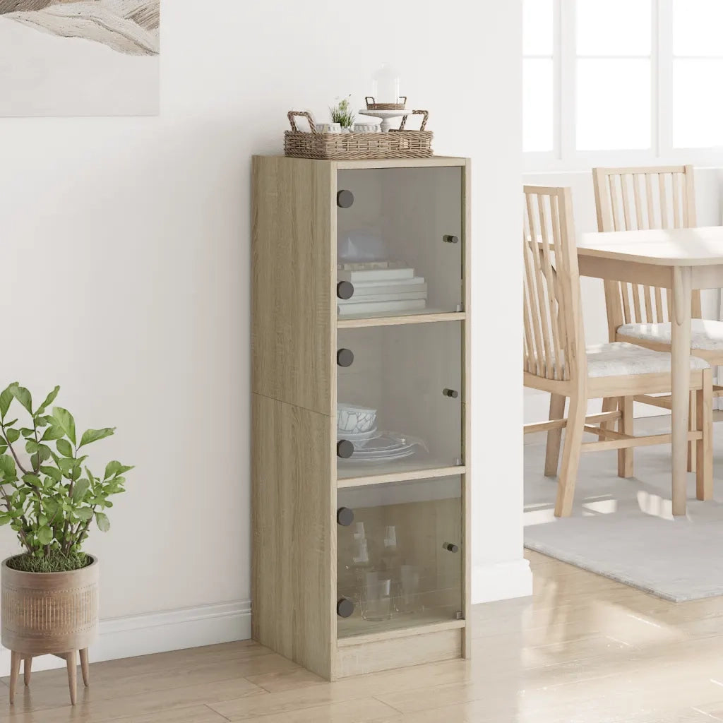 vidaXL Credenza con Ante in Vetro Rovere Sonoma 35x37x109 cm