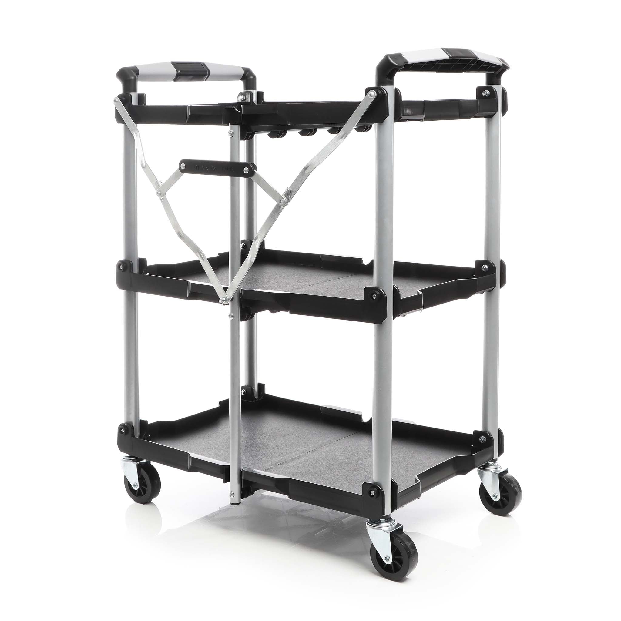Carrello pieghevole multiuso con 3 piani Fino a 120 kg Per officina, ufficio, gastronomia