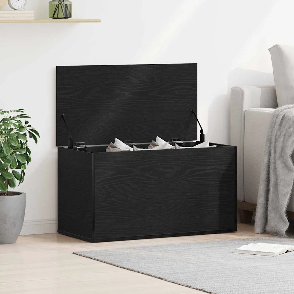 Scatola di Stoccaggio Rovere Nero 84 x 42 x 46 cm 862633