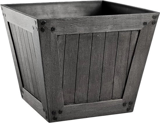 Vaso di Luce per Esterno e Interno, Vaso Decorativo per Balcone in Plastica Quadrato 31 cm, Grigio Scuro