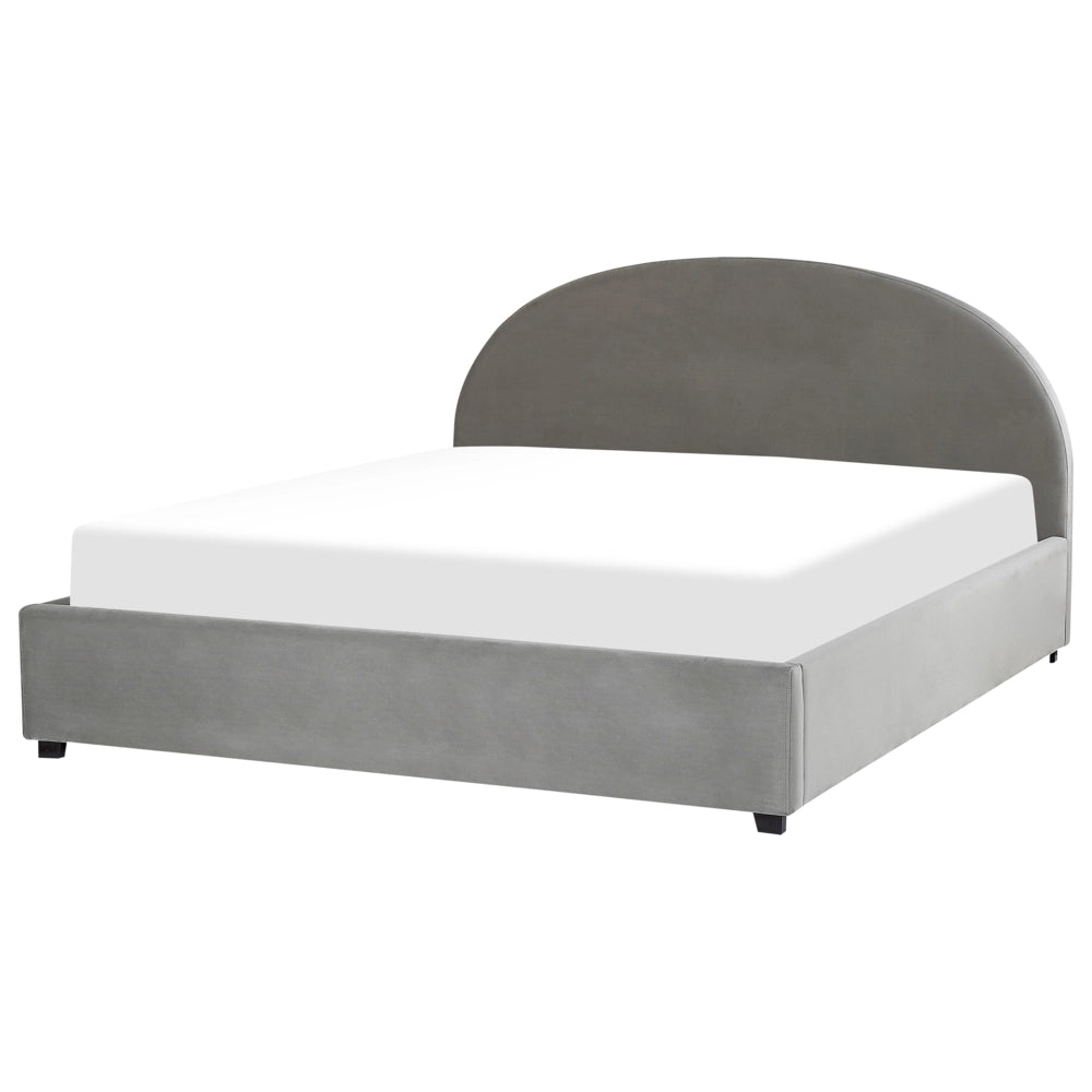 Letto contenitore matrimoniale imbottito velluto grigio retrò minimalista 180 x 200