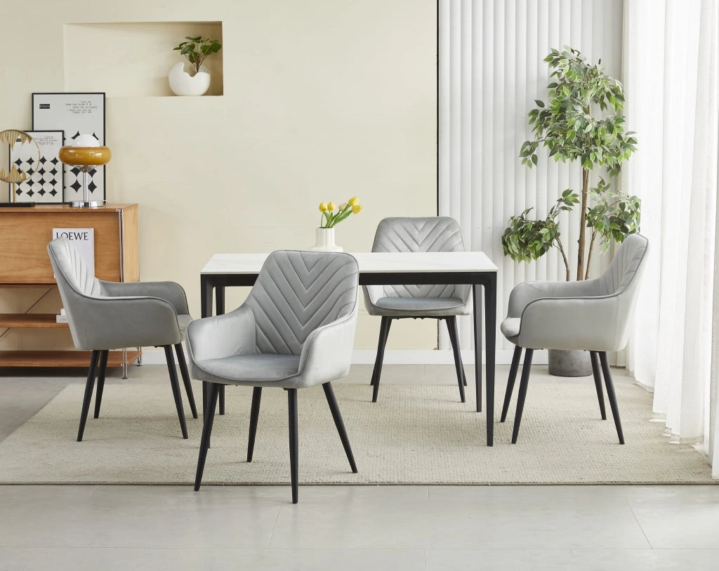 Sedia da pranzo Valora WAAV - Velluto grigio argento con gambe nere x 1