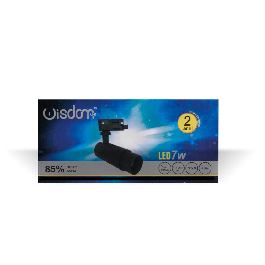 Faretto led da binario 7w luce fredda 6500k