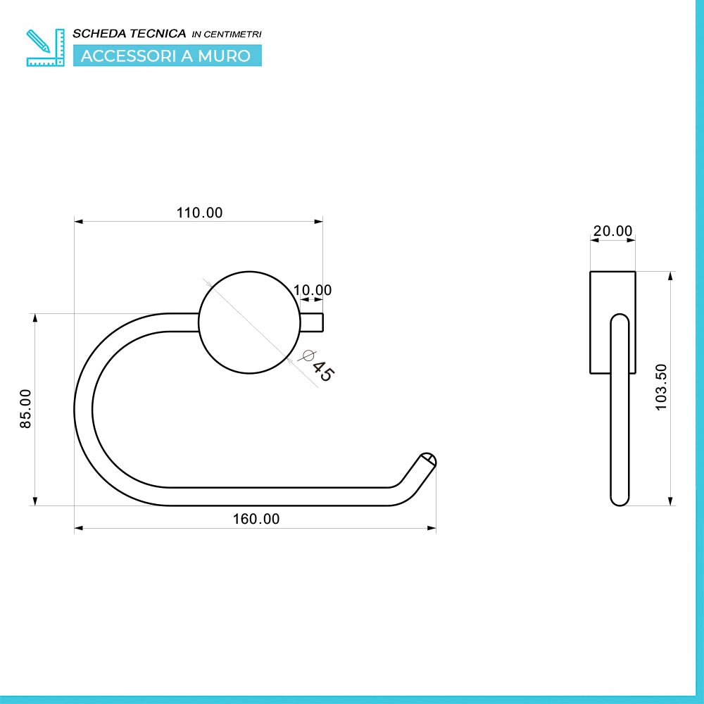 Set accessori a muro 5 pezzi in acciaio cromato e viti incluse  Plaza