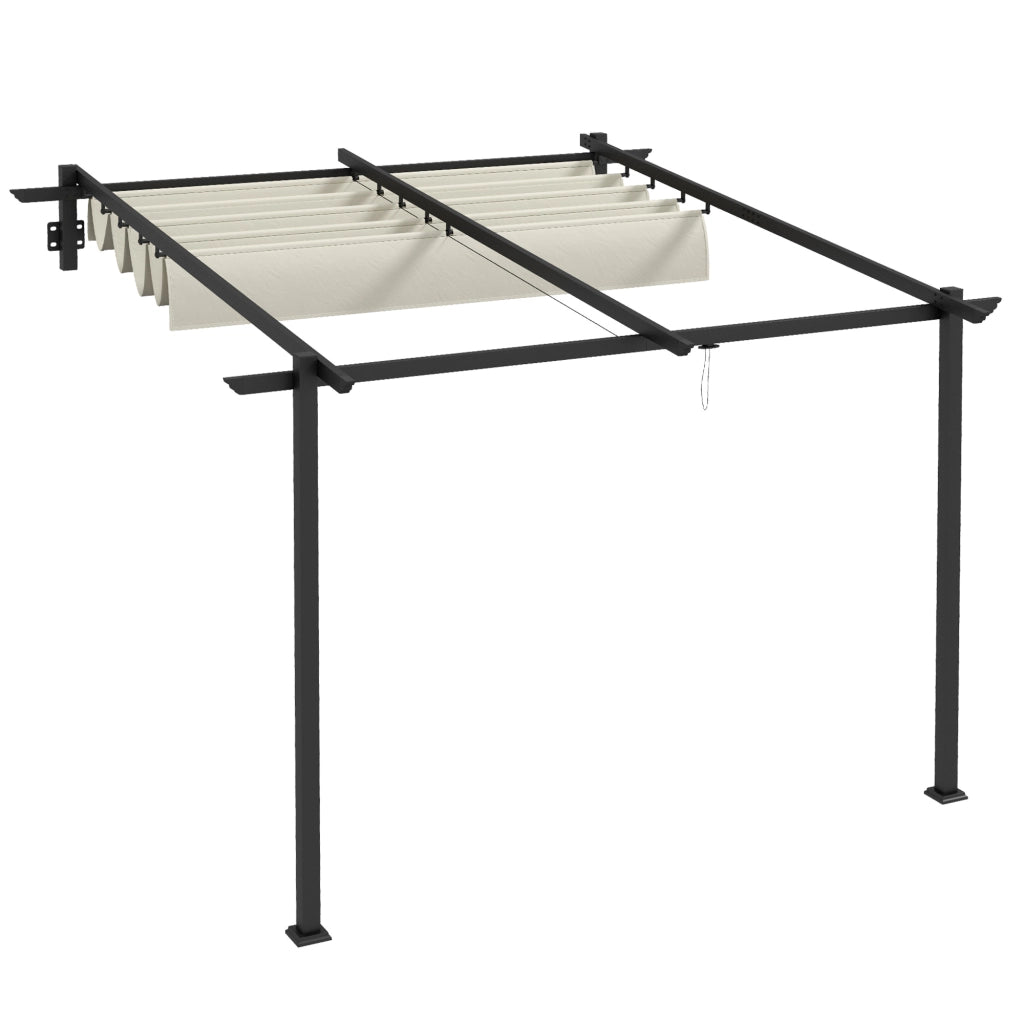 Gazebo da giardino 3x3m ¨C Minimal ¨C telaio in metallo, tetto retrattile, colore crema