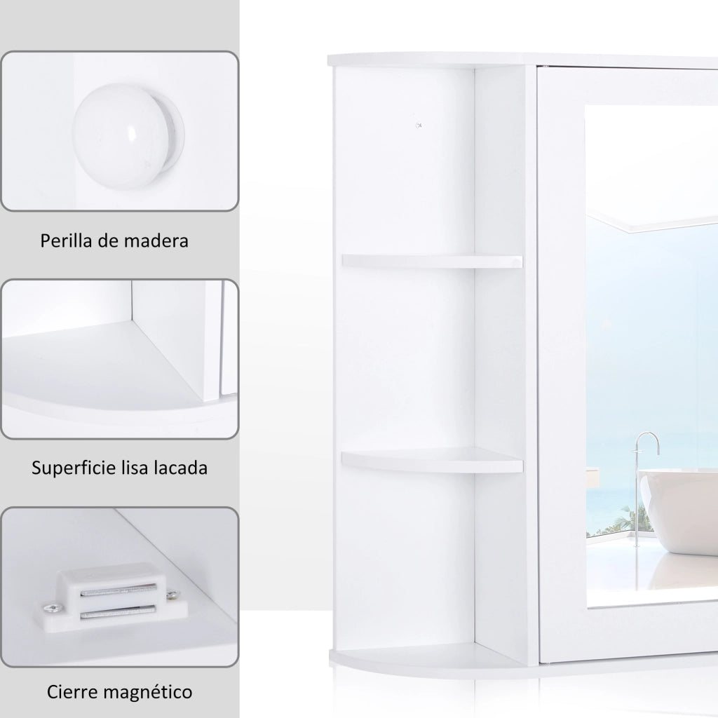Mobile da Bagno con Specchio ¨C Xylo ¨C Bianco con Ante e Ripiani 66x17x63 cm