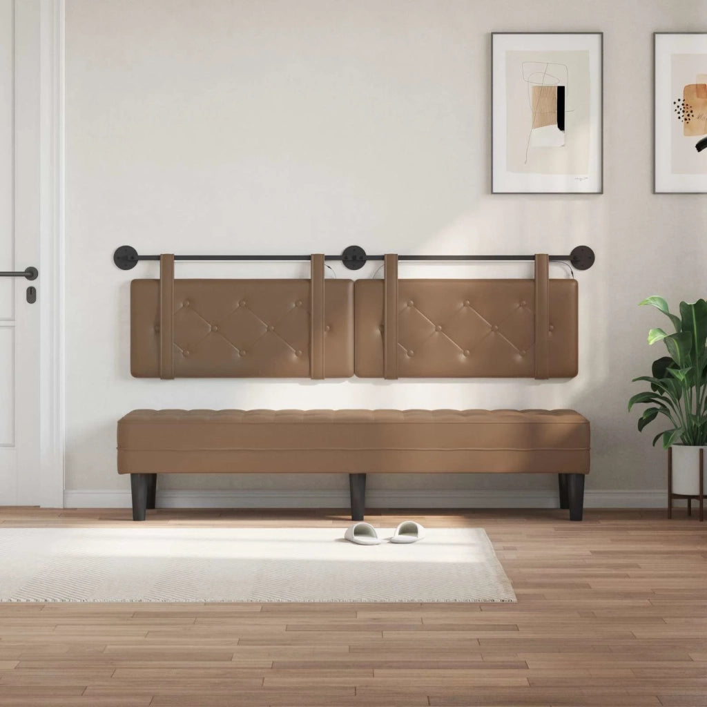 Testiera sospesa Con luce LED Cappuccino Similpelle