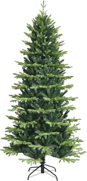 Albero di Natale 180 cm, Albero di Natale Artificiale con Rami in PE e in PVC e Base di Metallo Incrociata, per Casa, Ufficio e Negozio, Verde