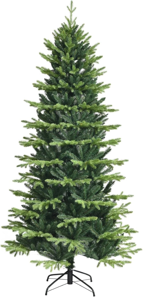 Albero di Natale 180 cm, Albero di Natale Artificiale con Rami in PE e in PVC e Base di Metallo Incrociata, per Casa, Ufficio e Negozio, Verde