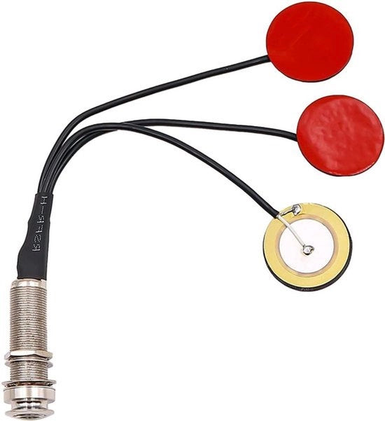 Pick-up Piezo 3-in-1 autoadesivo: microfono e pickup piezo a contatto con zoniera - Compatibile con chitarra, ukulele e violino - Nero